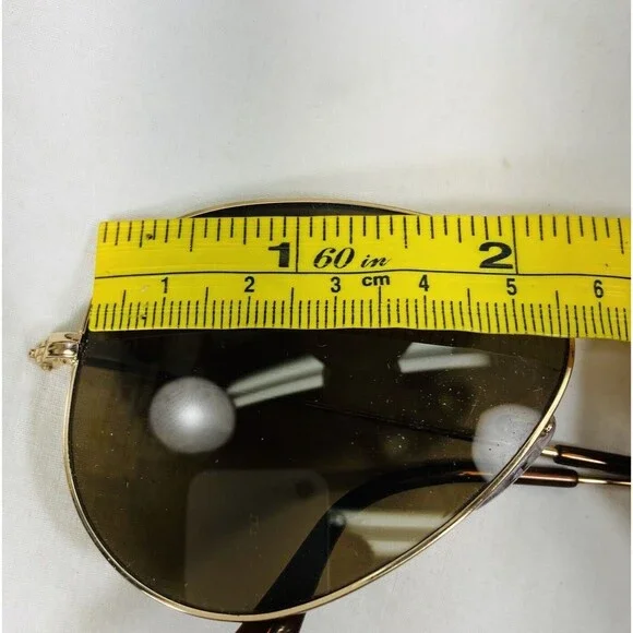 Ray-Ban P Polarized Aviator Sunglasses Vtg Italy Gold Metal Large Oval Preppy - Picture 10 of 16